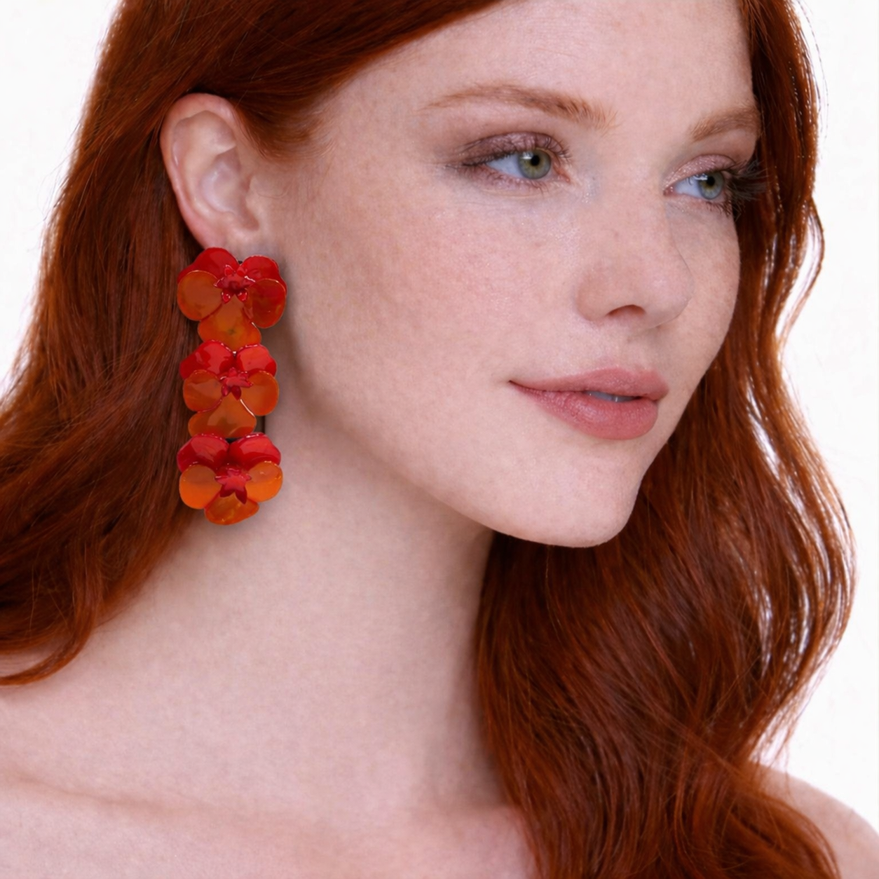 Meadow Orange Drop Floral Earrings