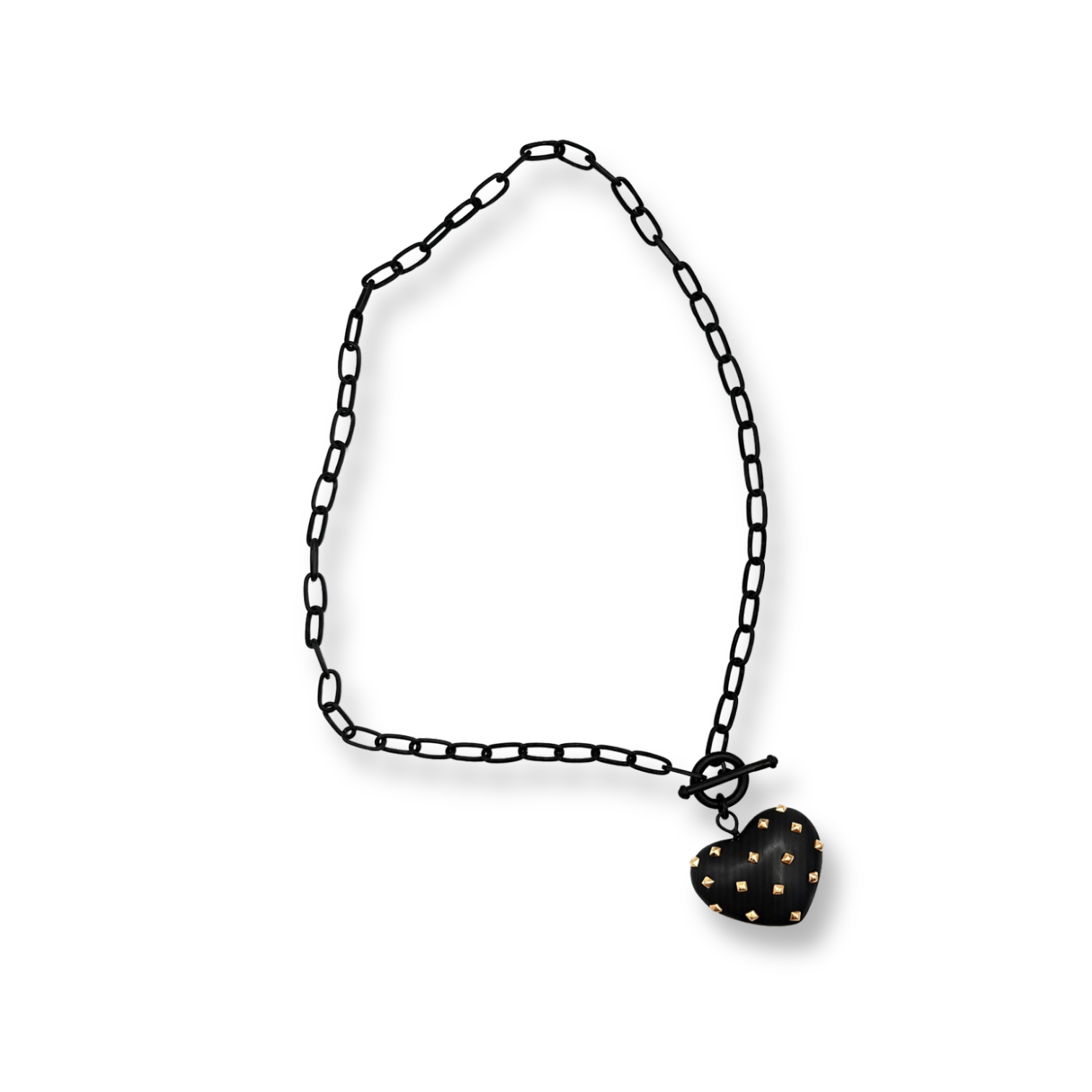 Celestine Matte Black Resin Heart Pendant