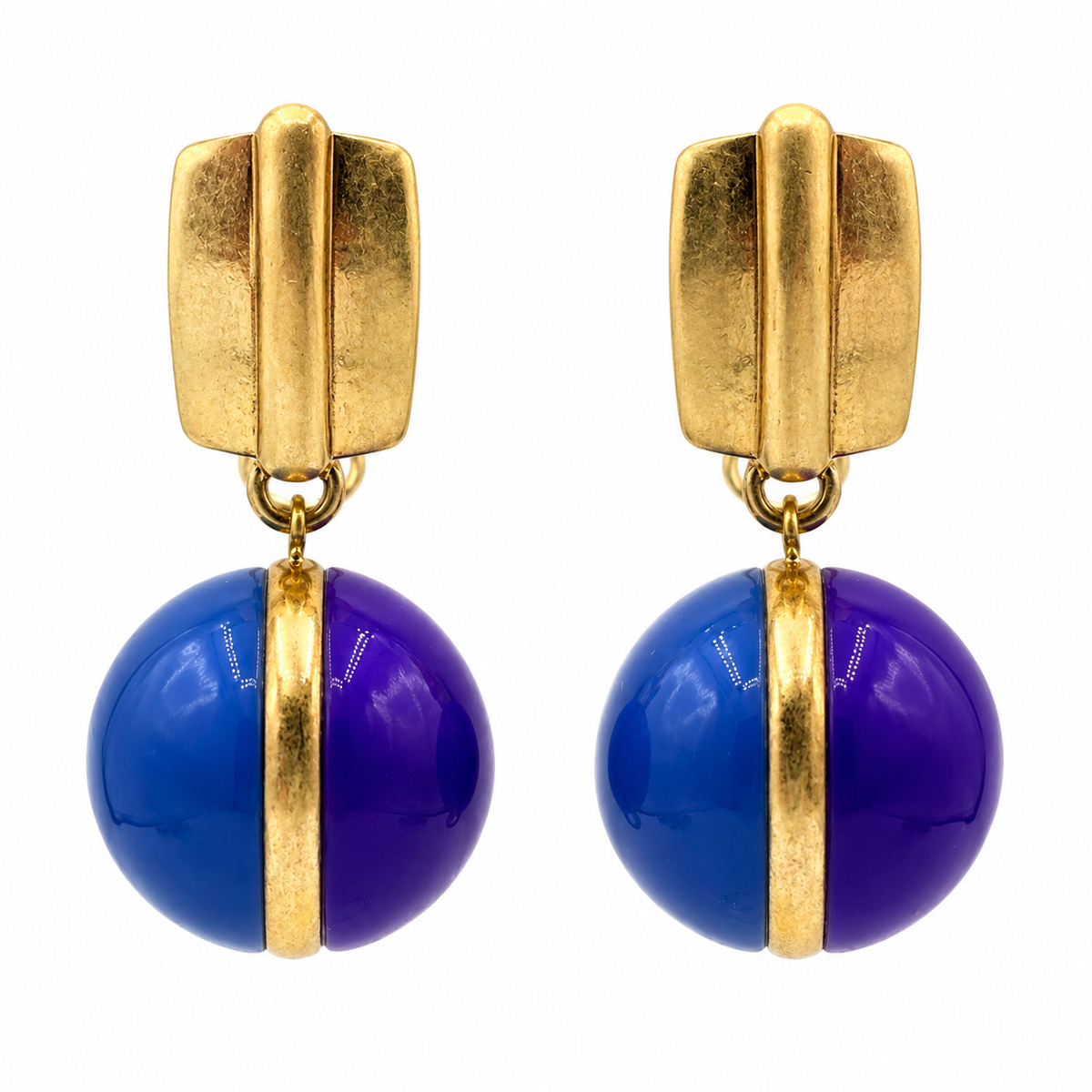 Dina Blue And Purple Two Tone Drop Earrings