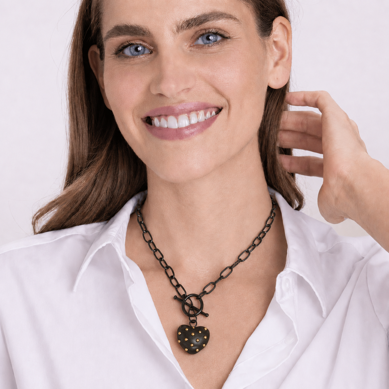 Celestine Matte Black Resin Heart Pendant