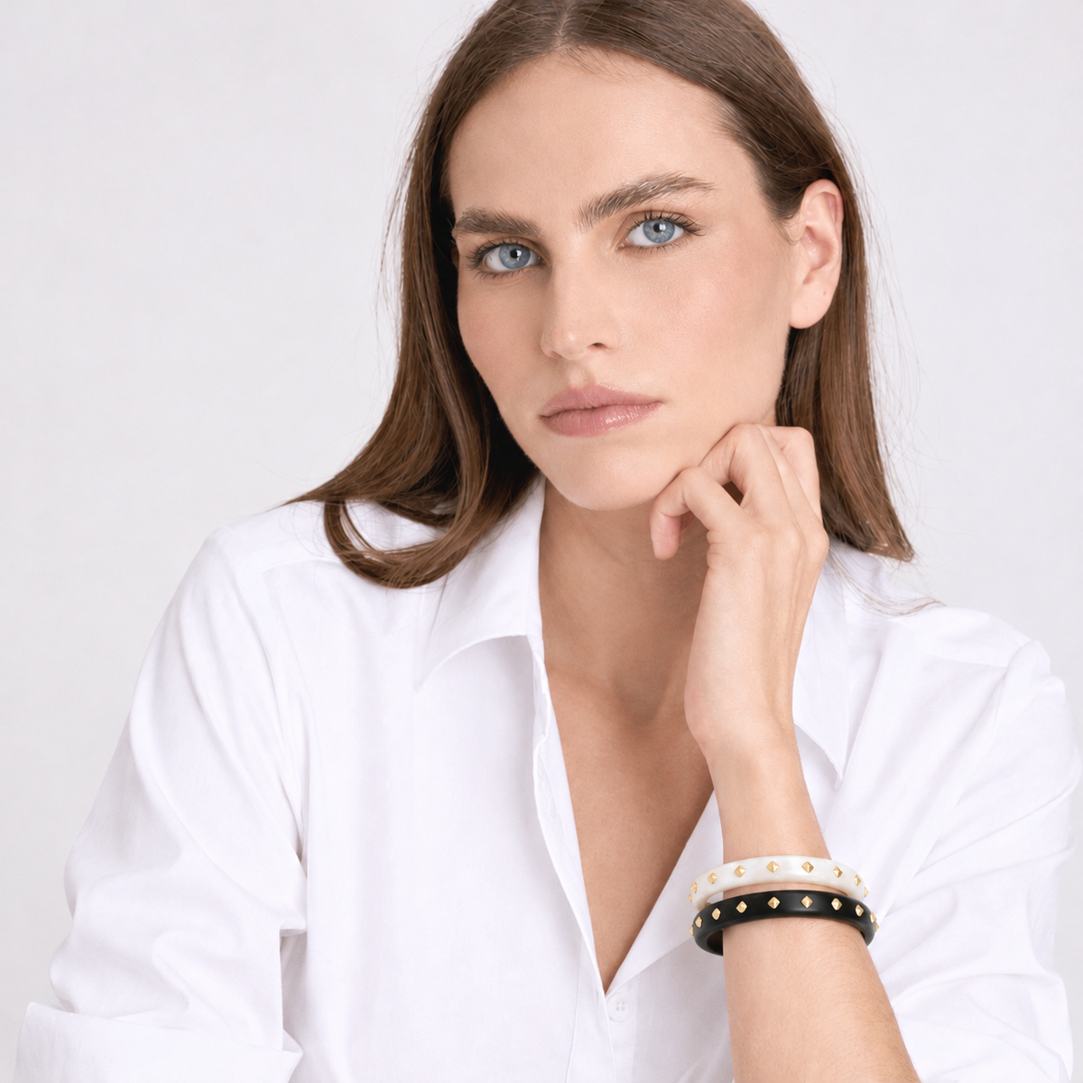 Clementine Mother Of Pearl Resin Studded Bangle